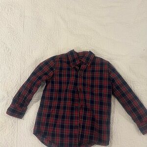 Janie and Jack Red and Blue Christmas Plaid Button Down Shirt